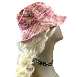 Carhartt Logo Women's Pink Plaid Canvas Breathable Bucket Hat thumbnail 2