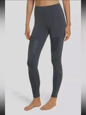 Alo Yoga Moto Full Length Airbrush Legging Gray Small Workout Activewear Running thumbnail 2