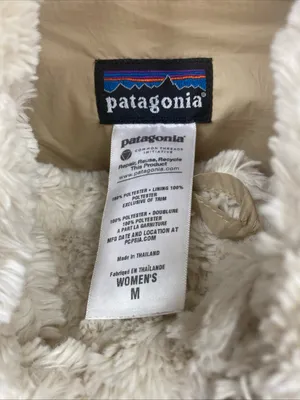 Patagonia Women Cream High Pile Fleece Jacket Asymmetric Collar Pelage Medium thumbnail 3