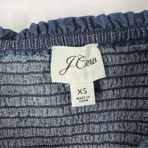 J.‎ Crew Dark Blue Chambray Smocked Puff Sleeve Top Peasant Milkmaid thumbnail 9