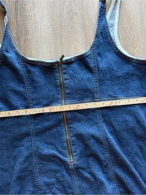 Target Dark Blue Denim Slip Dress with Contrast‎ Stitching thumbnail 4