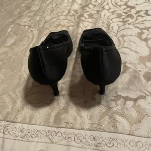 Nina Shoes Black Satin Spike heels for evening ware. Used but in very good condition. thumbnail 2
