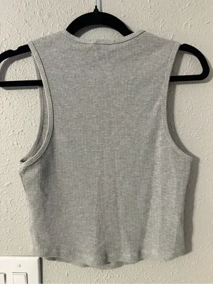 Agolde Ribbed Tank in Taupe Gray thumbnail 6