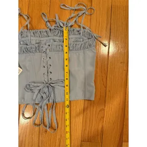 Out From Under Corset Bustier Crop Top Womens M Light Blue Lace-Up Ruched thumbnail 2