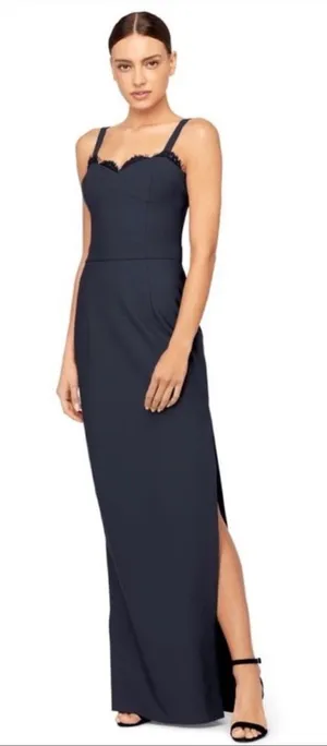 MILLY Karissa Gown In‎ Navy Lace Detail Size 14 NWT thumbnail 1