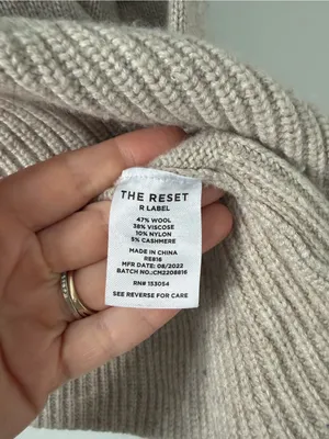 THE RESET R Label Black Tan Wool Cashmere Knit Wide Sleeve Turtleneck Sweater XL thumbnail 6