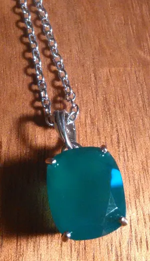 Verde Onyx Sterling Silver Pendant Stainless Steel Necklace thumbnail 1
