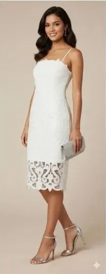 NWT‎ Bardot | Lina Lace Sheath Dress White | Women's 8 / Medium thumbnail 1