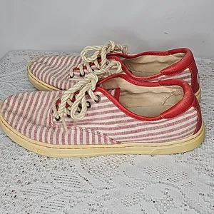 UGG Eyan ll striped low top canvas rope laced up red white sneakers shoes sz 9 thumbnail 4