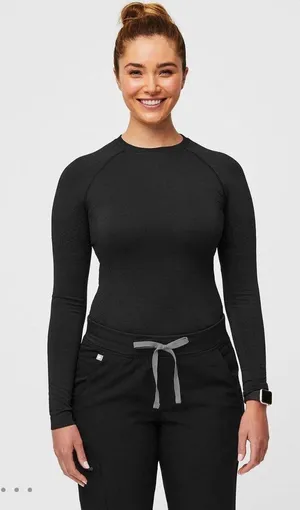 Black FIGS Long Sleeve Seamless Underscrub Top thumbnail 1
