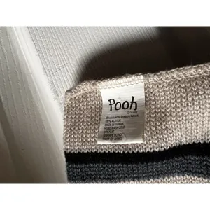 Disney Pooh Tigger Striped Knit Scarf Gray Black Tan Embroidered‎ Crest 60 Inch thumbnail 3