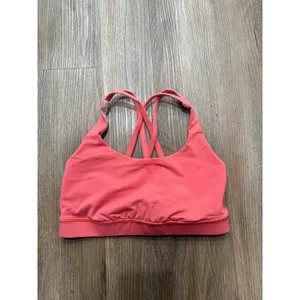 Lululemon Energy Bra Coral Pink Strappy Back Sports Bra Size 4 W2AR0S thumbnail 3
