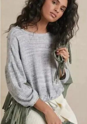 Anthropologie Women's Long Sleeve Drop Shoulder Cinched Hem Pullover Sweater thumbnail 1