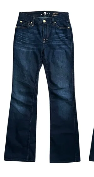 7 For All Mankind Dark Indigo Mid Rise Kimmie Boot Jeans thumbnail 1