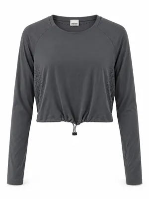 Gymshark Gray Long Sleeve Cropped Training Top Drawcord Hem Women S thumbnail 2