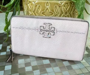 Tory Burch McGraw baby pink long zip wallet thumbnail 1