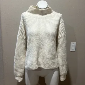 Anthropologie beige turtleneck sweater thumbnail 2