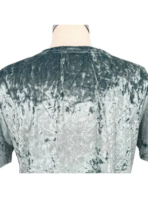 POL Jen Crushed Velvet Short Sleeve Tee Blue Sage Size Large Boho Retro Casual thumbnail 6