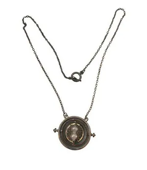 Harry Potter Necklace Hermiones Time Turner Hourglass Copper Toggle Clasp 21" thumbnail 1