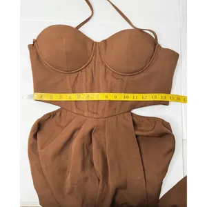 Pretty Little Thing Brown Corset Ruched Maxi Dress Size 8‎ Prom Dance Grad Racy thumbnail 7