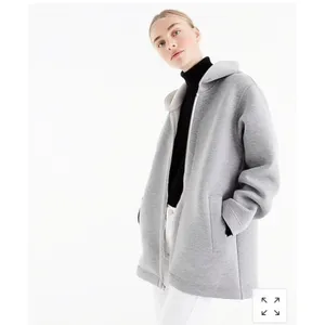 J.Crew Womens Gray Scuba Neoprene Hooded‎ Zip Up Jacket Sweat-Wicking S thumbnail 2