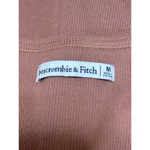 Abercrombie & Fitch Women's Brown Rib Knit Henley Long Sleeve Crop Shirt Top M thumbnail 4