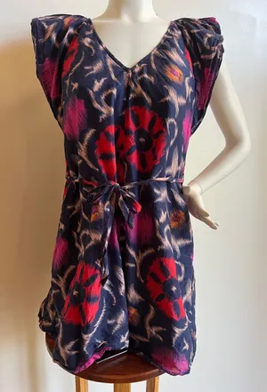 Velvet by Graham & Spencer Mini Dress silk blend with graphic Floral Print thumbnail 1