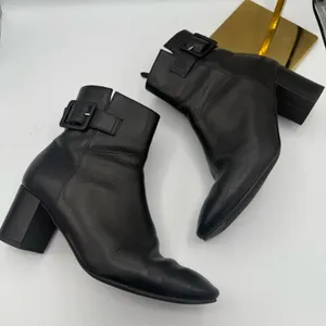 Grigiarancio Y2K Black Leather Ankle‎ Boots 8.5 | Made in Italy Chunky Heel thumbnail 4