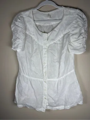 Anthropologie Meadow Rue Dainty Ivory Sheer Linen blouse, 8 thumbnail 5
