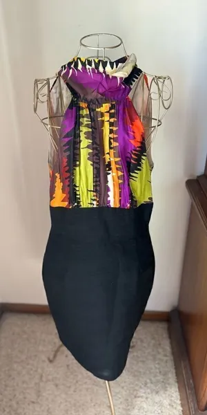 Trina Turk Halter Dress 2 Colorful Tropical Print Bodycon Cocktail Resort thumbnail 1