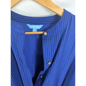 Draper James Blue Pinstripe Long Sleeve Button Up Dress Size Large thumbnail 5