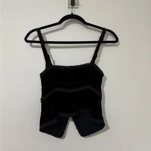 NWT Reformation Minna Velvet Top Black Size 0 thumbnail 7