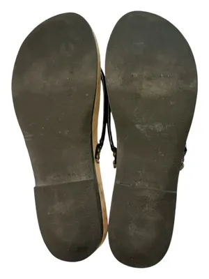 Vintage Y2K Wooden Thong Sandals | Black Patent Knot Strap Slides | Made in Brazil | Size 39 / US 8 thumbnail 4