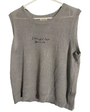 POL Follow Your Heart Embroidered Knit Sweater‎ Vest GreyWomens Large thumbnail 1