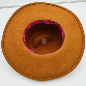 Wide Brim 100% Wool Felt Camel Brown Fedora One Size Hat Explorer Classic thumbnail 6