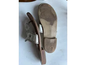 Jack Rogers Metallic Silver Leather Sandals thumbnail 6