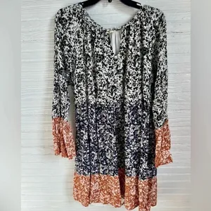 143 Story by Line Up Tiered Flowy Dress Long Bell Sleeve Floral Print M thumbnail 12