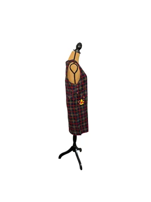 Vintage 90s Disney Store Winnie the Pooh Plaid Corduroy Jumper Dress M thumbnail 2