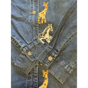 Keren Hart Denim Shirt Women‎ Size Small Embroidered Long Sleeve Safari Read thumbnail 14