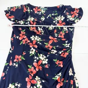Ralph Lauren Blue Coral Floral Flutter Sleeve Stretch Sheath Dress Size 14 thumbnail 8