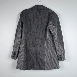 7‎ For All Mankind Womens Mixed Pattern Double Breasted Blazer Gray Wool Blend L thumbnail 8
