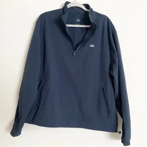 Alo Yoga Light Weight Takeaway Track Pullover Navy M thumbnail 2
