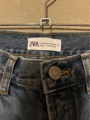 Zara Light Blue High-Waisted Straight Leg Jeans thumbnail 3