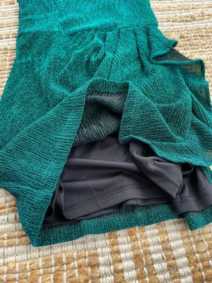 Lulus Emerald Green Shimmer Bodycon Dress Size Small NWT Ruffle Party thumbnail 4