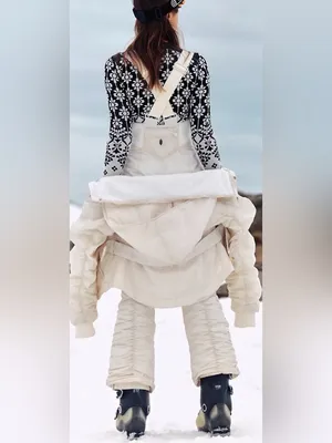 NEW Free People MOVEMENT live love bib ski ivory size L thumbnail 2