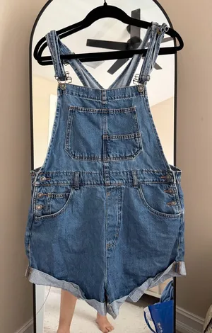 We The Free Blue Denim Short Overalls thumbnail 1