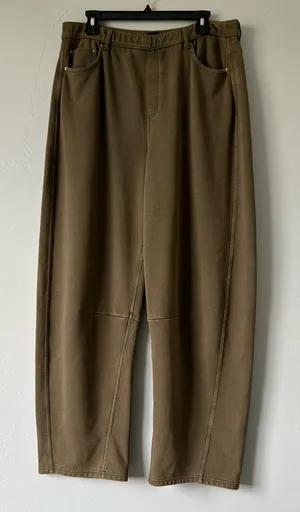 Gap Heavyweight French Terry Barrel Leg Sweatpants Moss Green Wash Large Tall thumbnail 1
