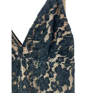 Free People Sleeveless Black Lace Tan Deep V-neck Mini Dress 8 NWT thumbnail 3