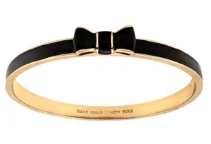 KATE SPADE Black Take A Bow Enamel Layering Stackable Bangle Bracelet thumbnail 1