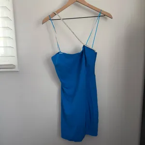Amanda Uprichard Small NEW Dream Mini Dress Blue Single Strap Slit Cut‎ Evening thumbnail 2